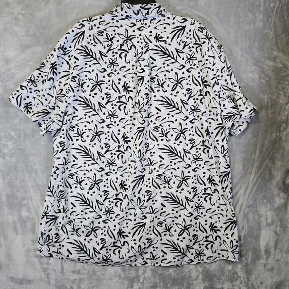 ROWM Button Down Shirt Mens XXL White Gray Black Floral Breathable - Picture 5 of 9